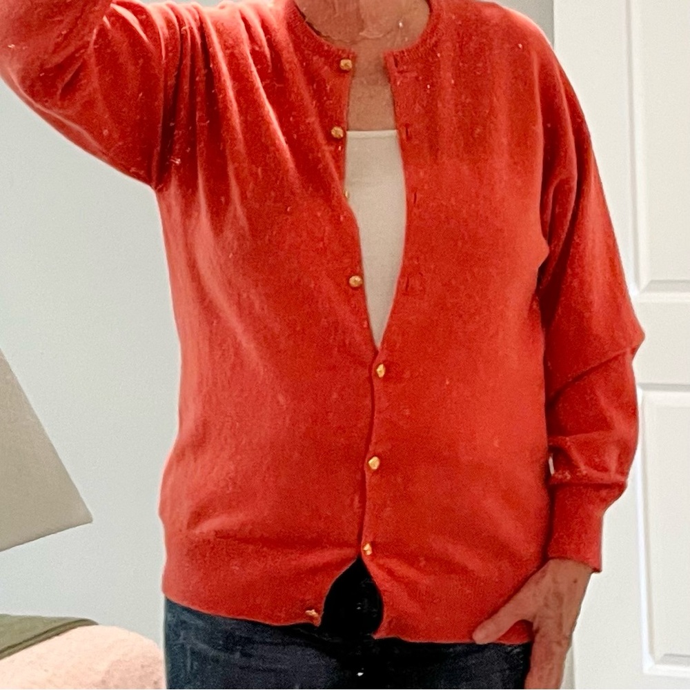 Scotch House 100% Wool Cardigan in Coral - Picture 5 of 10